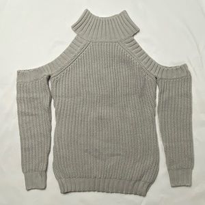 Fashion Nova Grey Tunic Turtle Neck & Shoulders Sweater S